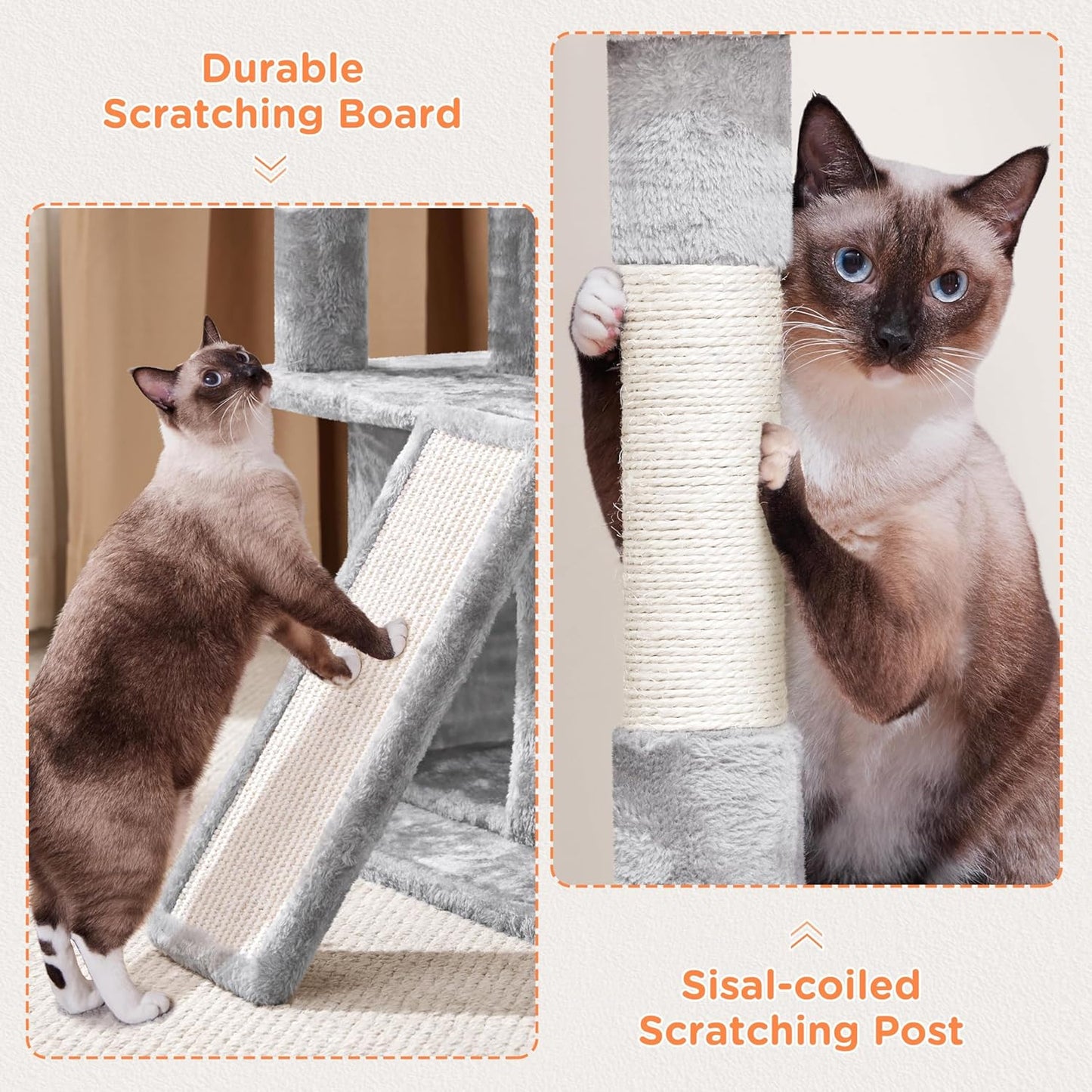 Cat Tree Cat Tower 36-Inch Kitten Stand House Condo with Double Condos, Large Plush Perch & Scratching Board Kitty Furniture Play Center for Indoor Cats Activity